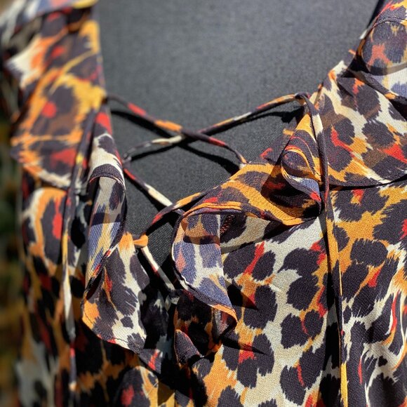 Topshop Leopard Print Sheer Blouse – Size US 4 - Picture 3 of 13